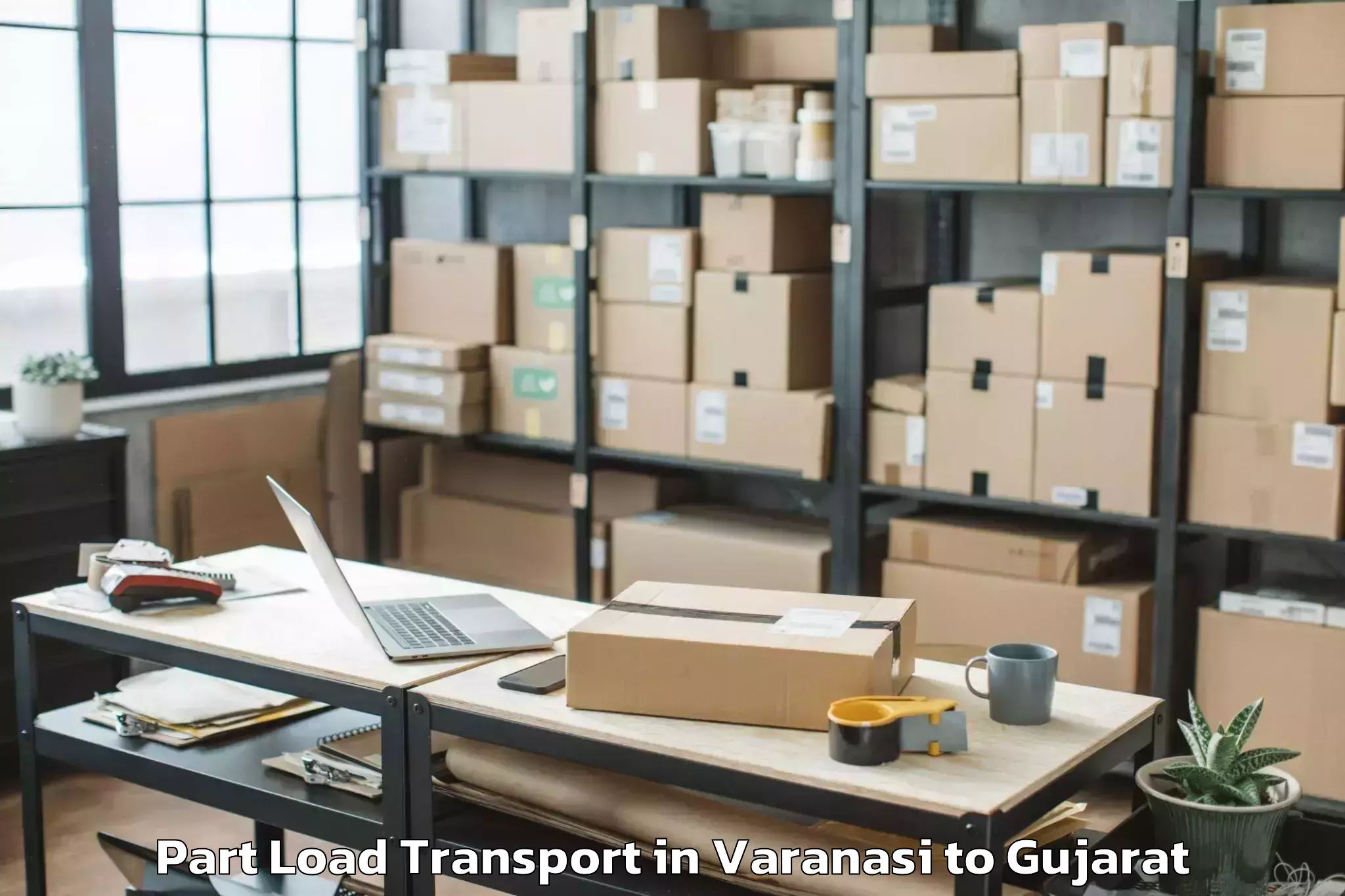 Get Varanasi to Hansot Part Load Transport